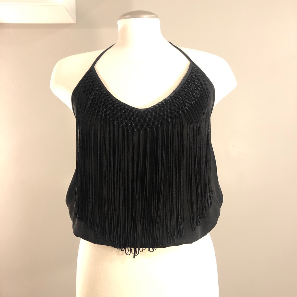 Bebe fringe halter top.